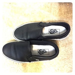 Black Leather Slip-On Vans size 7.5