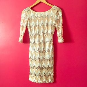 Nude/Silver/White Sequin Crystal Dress