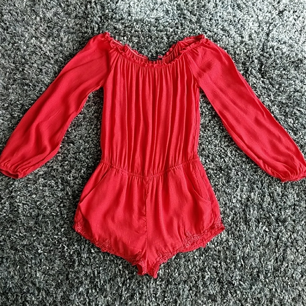 Tangerine long sleeve romper