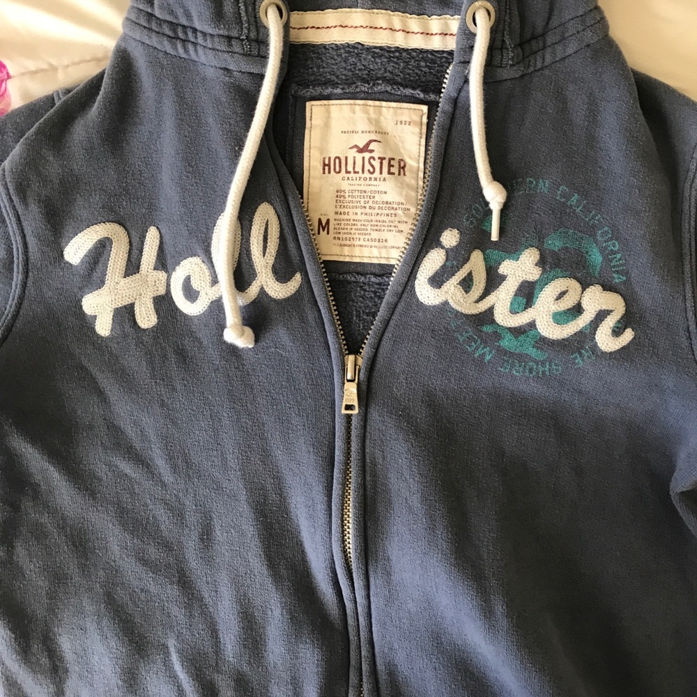 Smiley Blue Hollister Zip up Hoodie