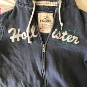 Smiley Blue Hollister Zip up Hoodie