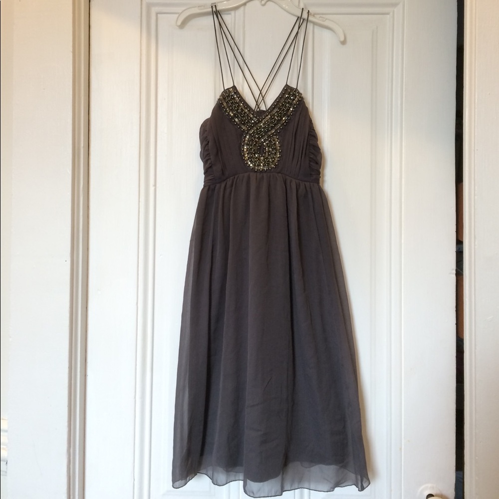 Beautiful beaded gray dress