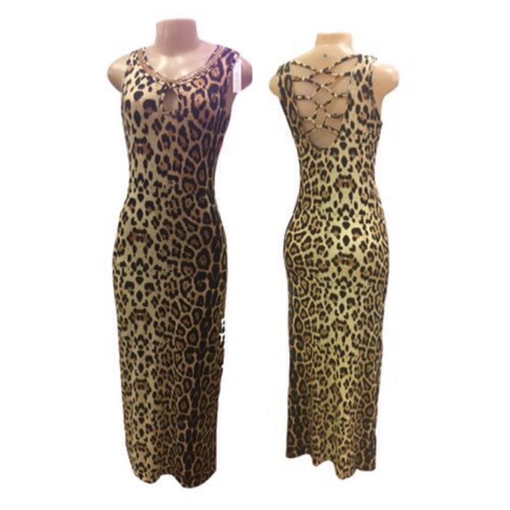 Animal Print Full Length Bodycon Dress S/M