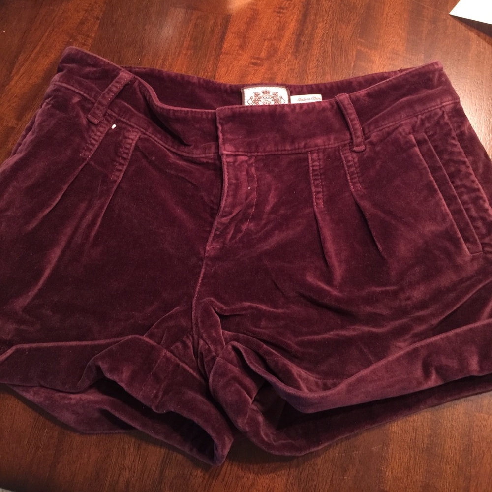 Juicy Couture Burgundy Velvet Shorts