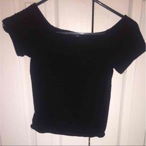 Black off-the-shoulder crop top
