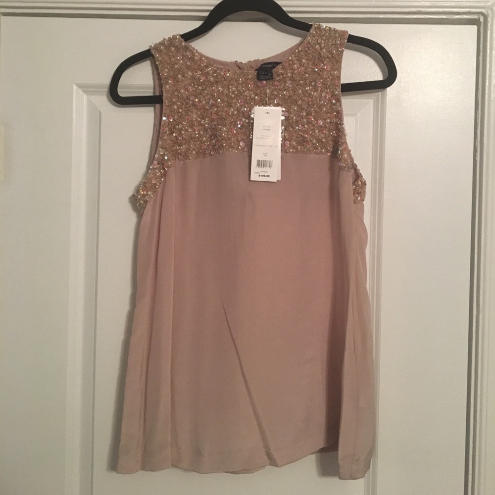 French Connection Silk Beaded Blouse