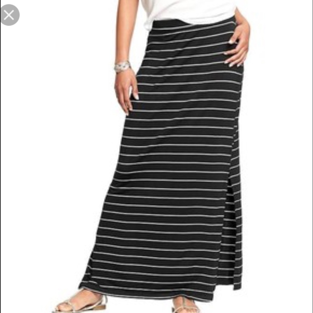 Black and white striped maxi skirt