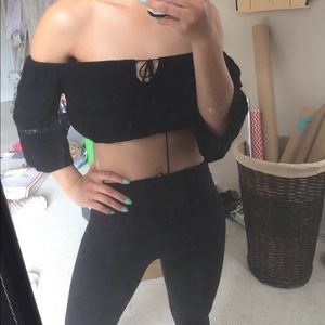 Misguided black off-the-shoulder crop top