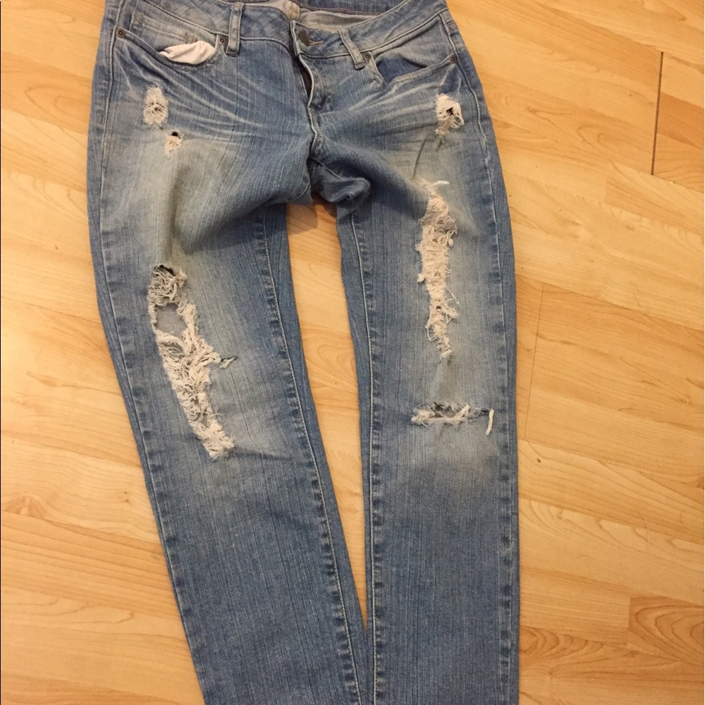 Distressed medium wash jeans