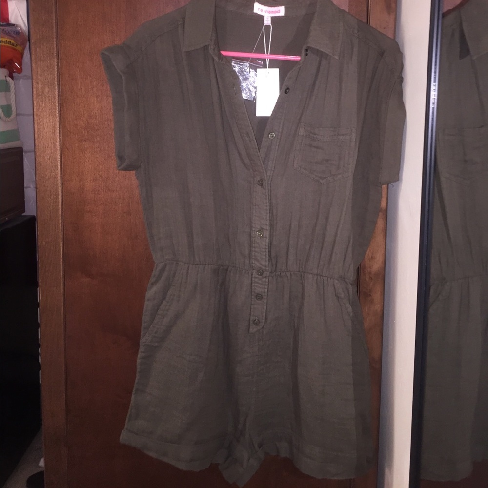 NWT Olive green utility romper