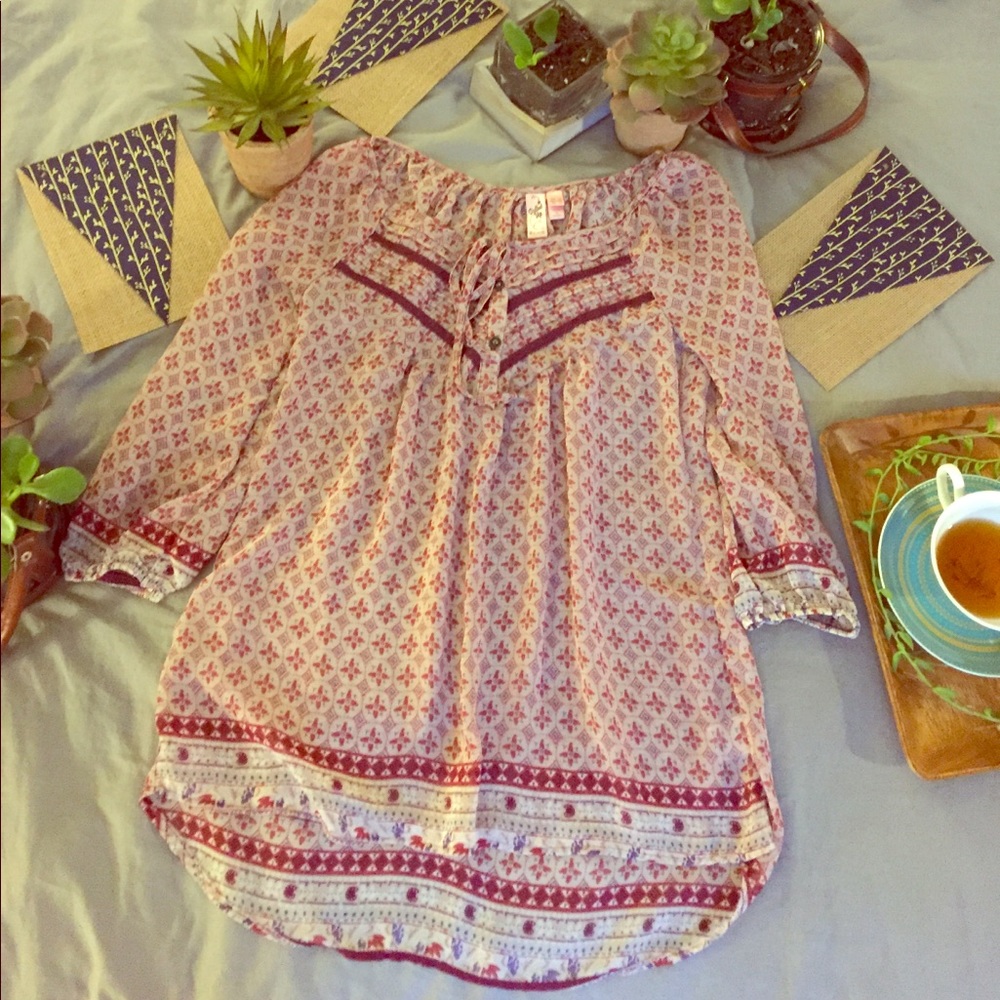 Printed, Shear Peasant Top