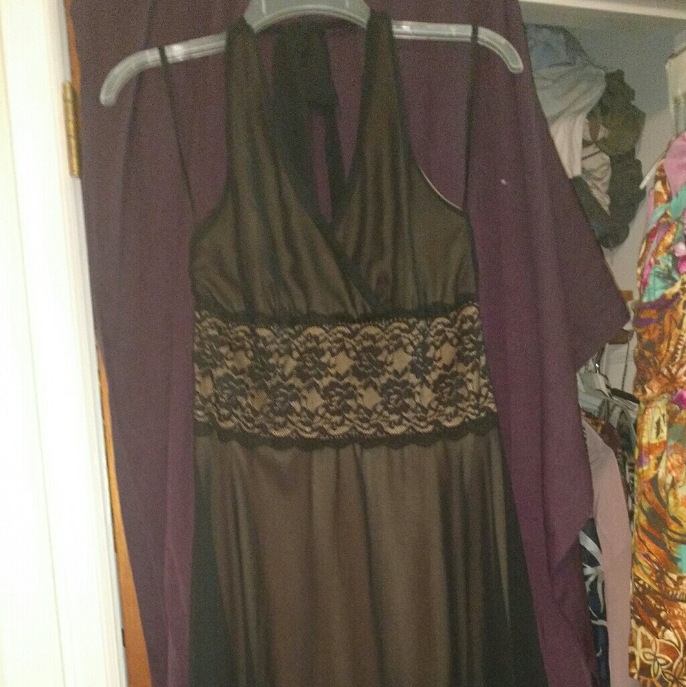 Black monroe style dress halter flowy sheer black