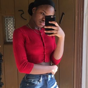 Red Fitted & Cropped Sweater