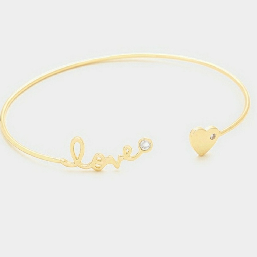 Gold Cubic Zirconia Love cuff bracelet