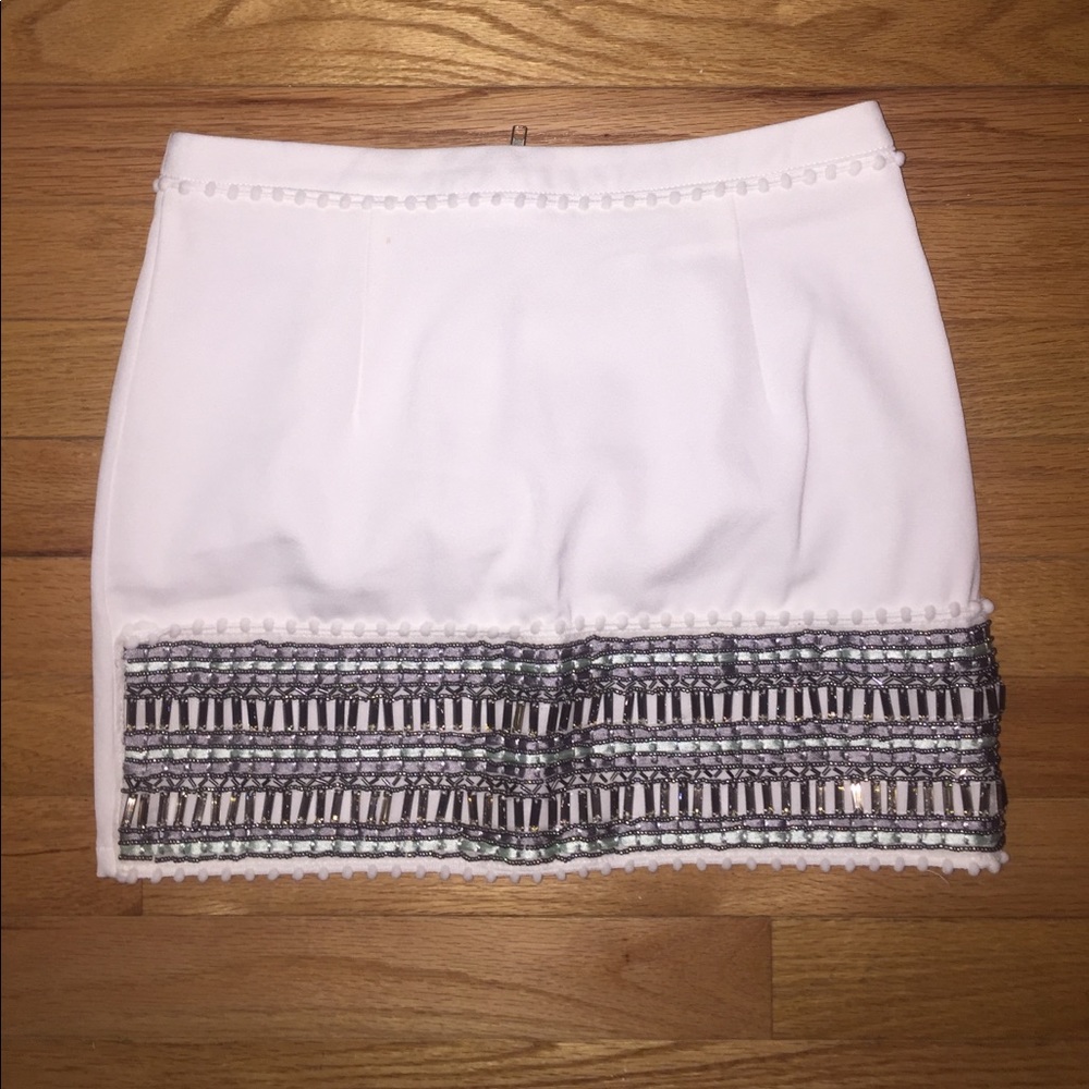 White embellished mini skirt