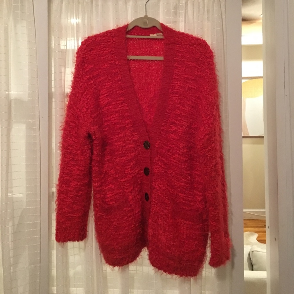 Red Anthropologie Cardigan