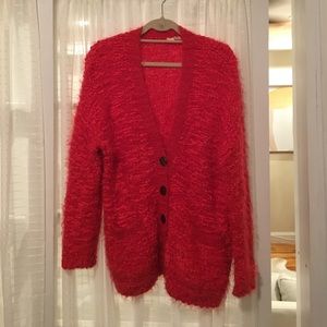 Red Anthropologie Cardigan