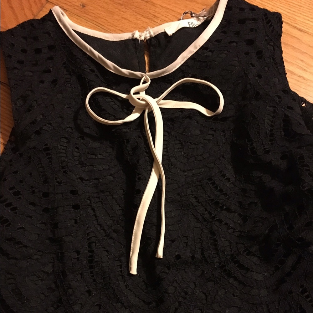 Cache chic black dress, white bow. Made in USA