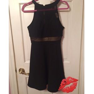 Reduced! NEW black and nude underlay V-neck dress