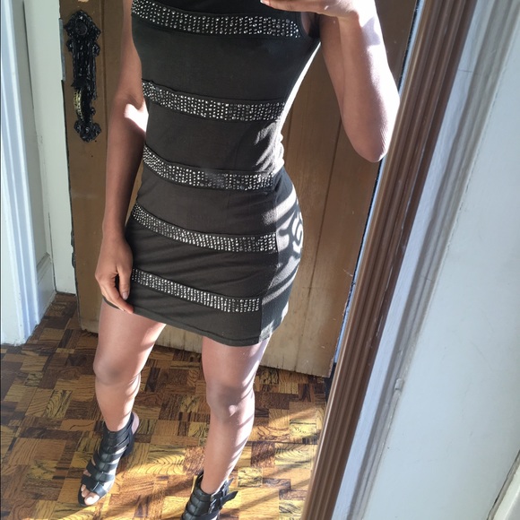 Green Rhinestone Mini Dress - Picture 2 of 2