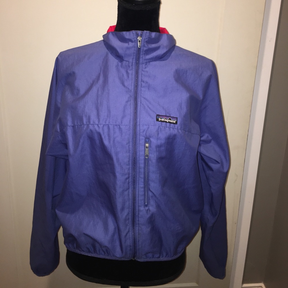 Blue Patagonia raincoat