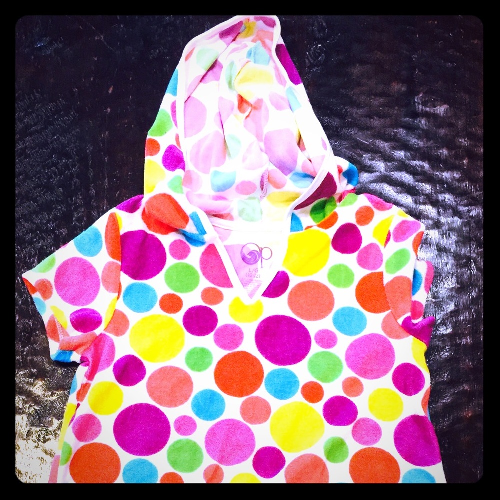 Large 10/12, OP, polka dot swim suit cover up!