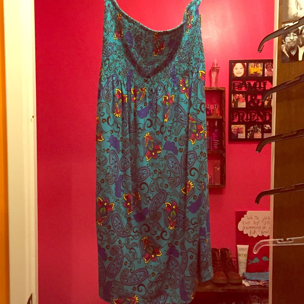 Strapless summer dress.