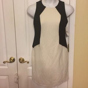 DR Collection black/ivory sleeveless sheath dress