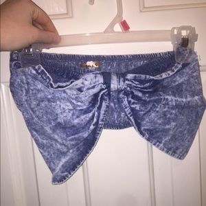 Denim Bow Crop Top