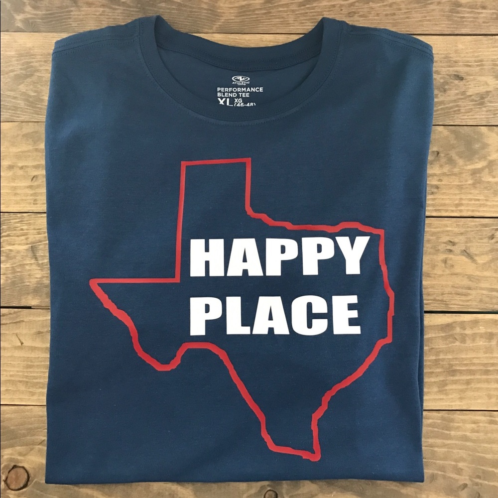 Custom "Happy Place" Texas shirts