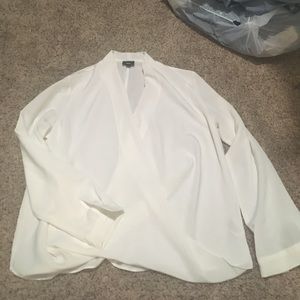 White front wrap blouse
