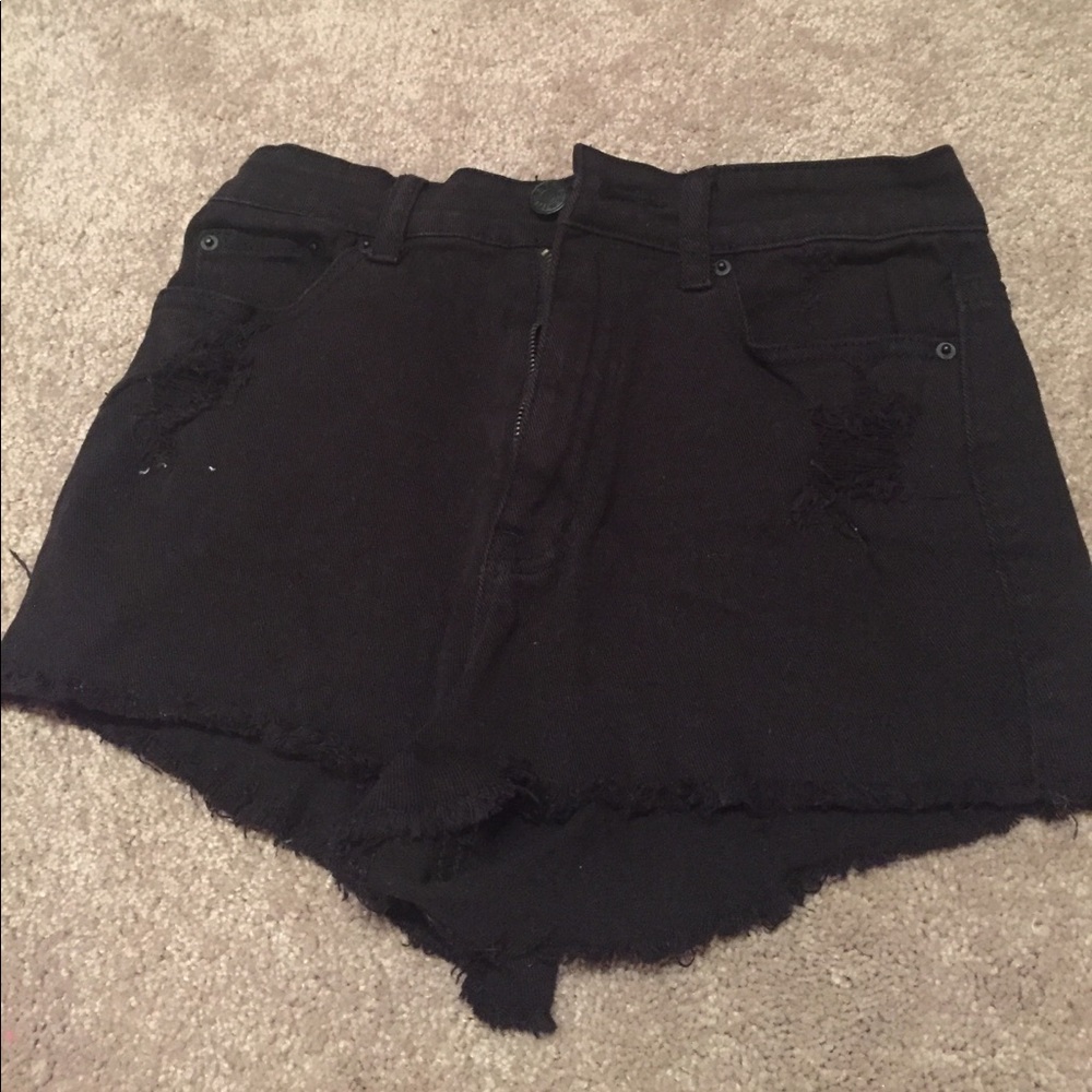Black high waisted denim shorts
