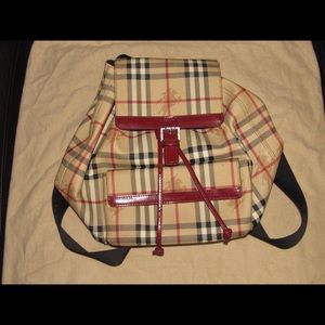 Plaid Burberry Bag with Red Detailing