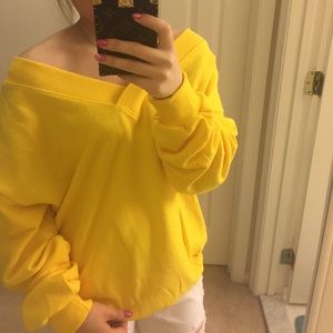 Yellow oversized Off shoulder sweatshirt