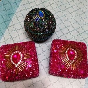3 WORLDMARKET BEJEWELED TRINKET BOXES