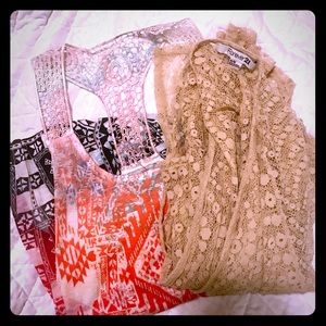 ❣️SALE❣️Forever 21 Lace Top & Aztec Print Tank