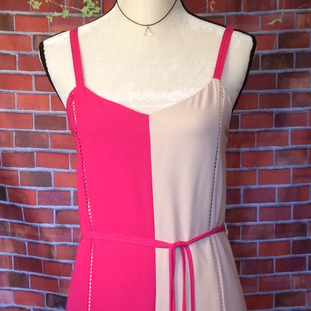C. Luce - Pink and ivory midi dress.