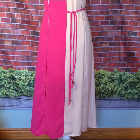 C. Luce - Pink and ivory midi dress. - Picture 2 of 8