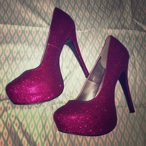 Glittery Fuchsia heels