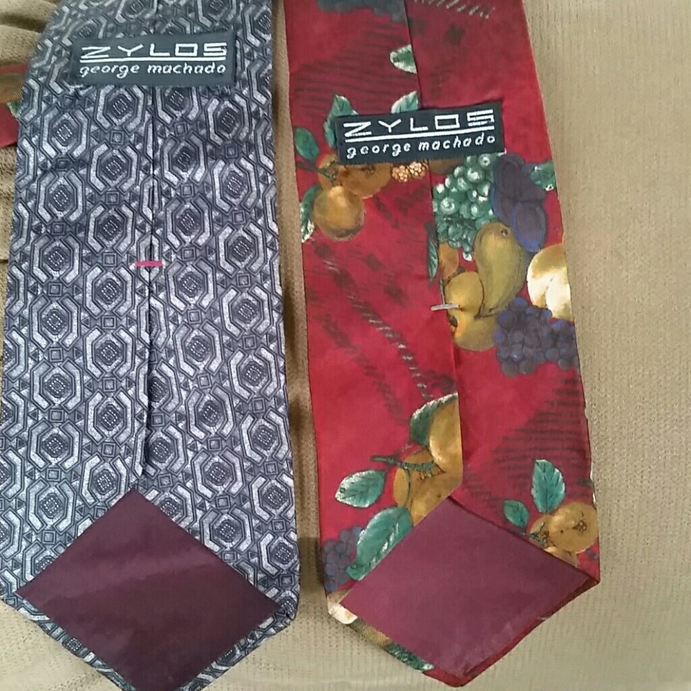 2 Ties by GEORGE MACHADO, ZYLOS 100% Italian silk