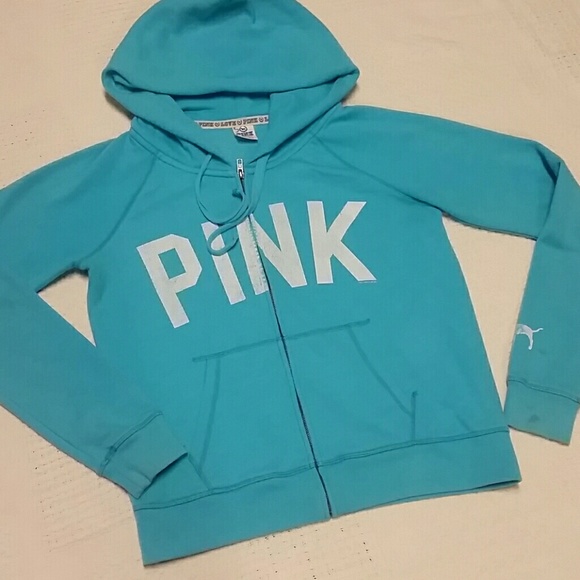 PINK Victoria's Secret Tops - Victoria's Secret Pink large teal hoodie
