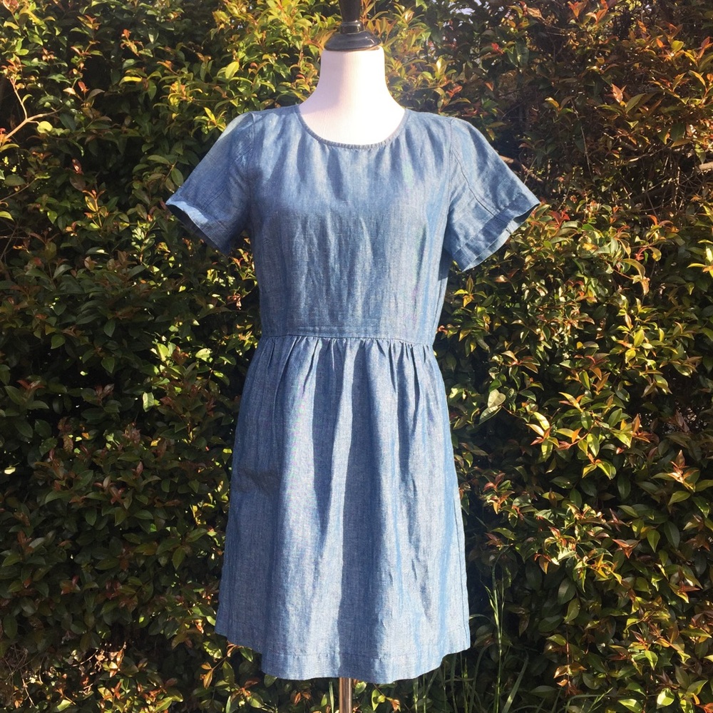 Madewell Chambray Fit and Flare Dress