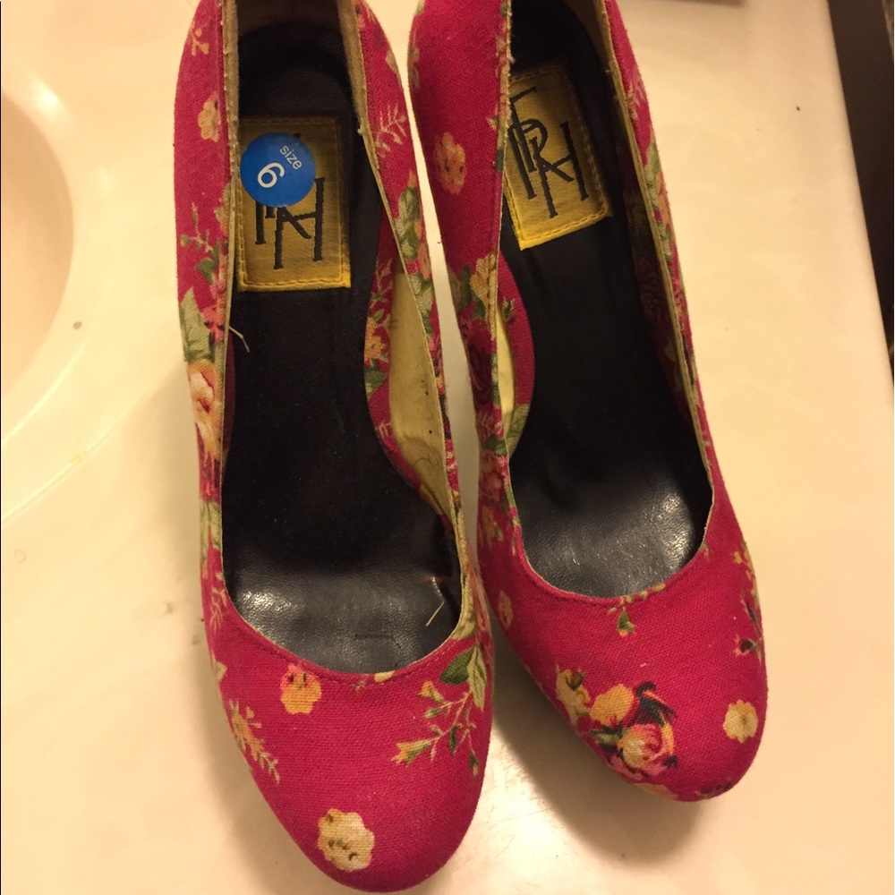 pink floral heels