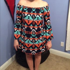 Orange and Blue Tribal print dress