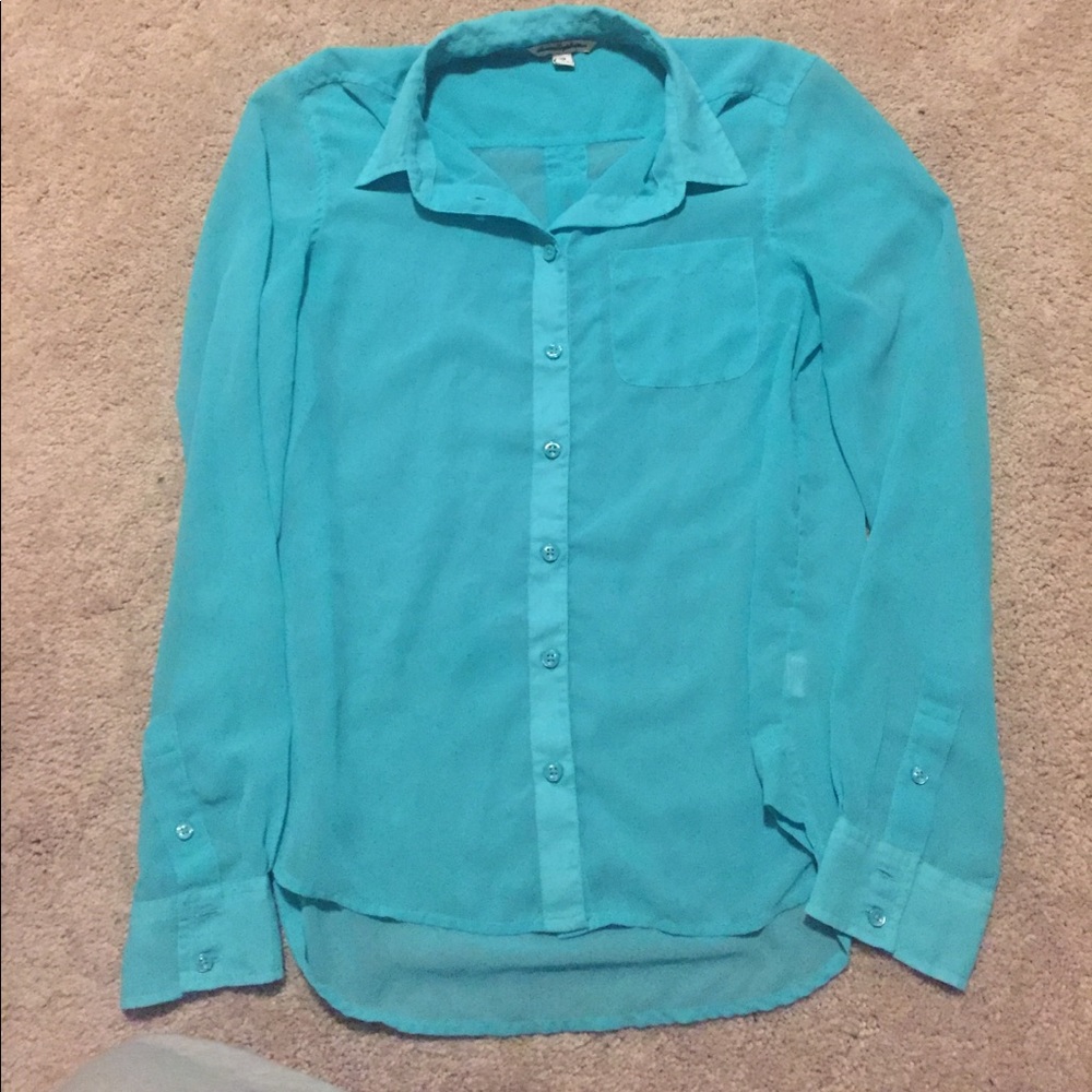 Sheer turquoise top