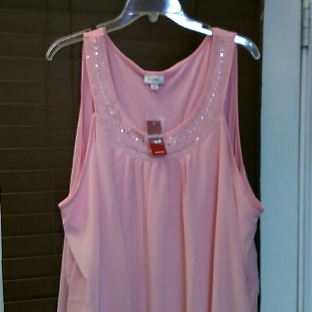 NWT Pink sleeveless blouse with Chafon overlay.