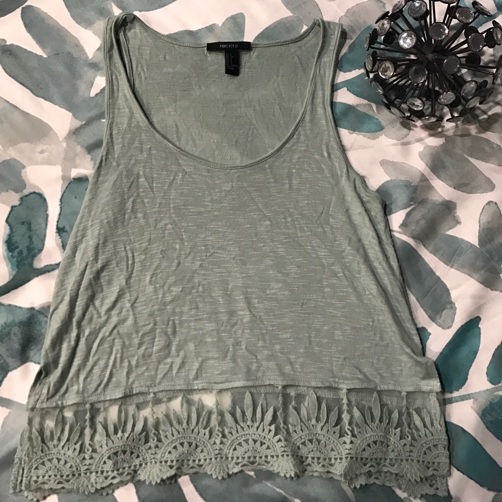Forever 21 mint lace trim tank