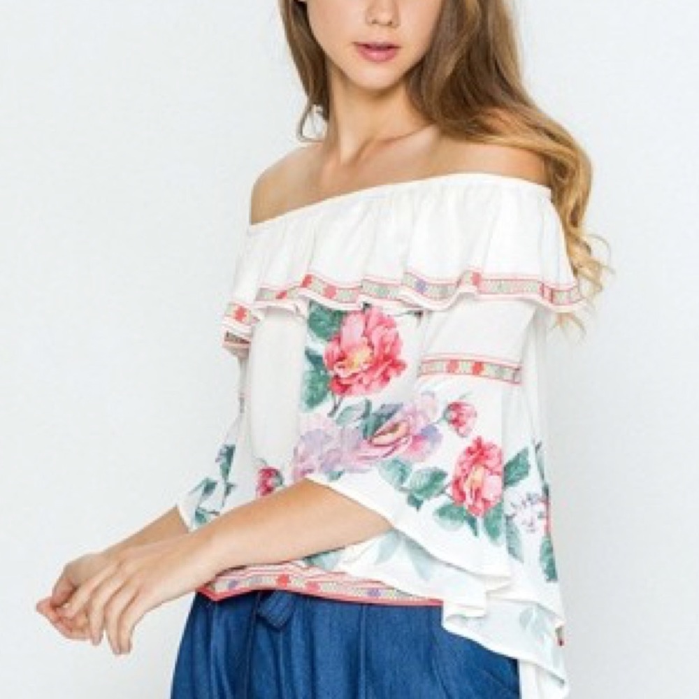 🌸🆕 Emma Off Shoulder Bell Sleeve Blouse - Picture 3 of 4