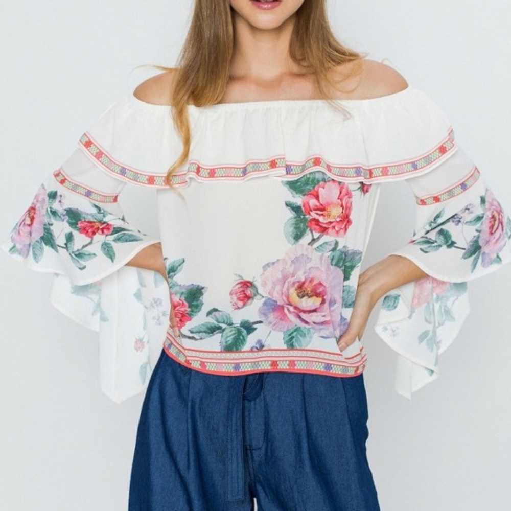 🌸🆕 Emma Off Shoulder Bell Sleeve Blouse - Picture 4 of 4