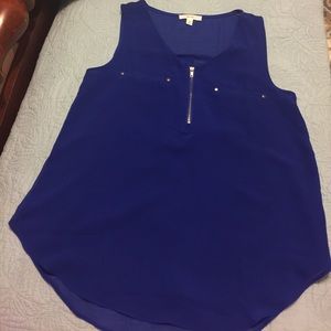 Woven half zip tank